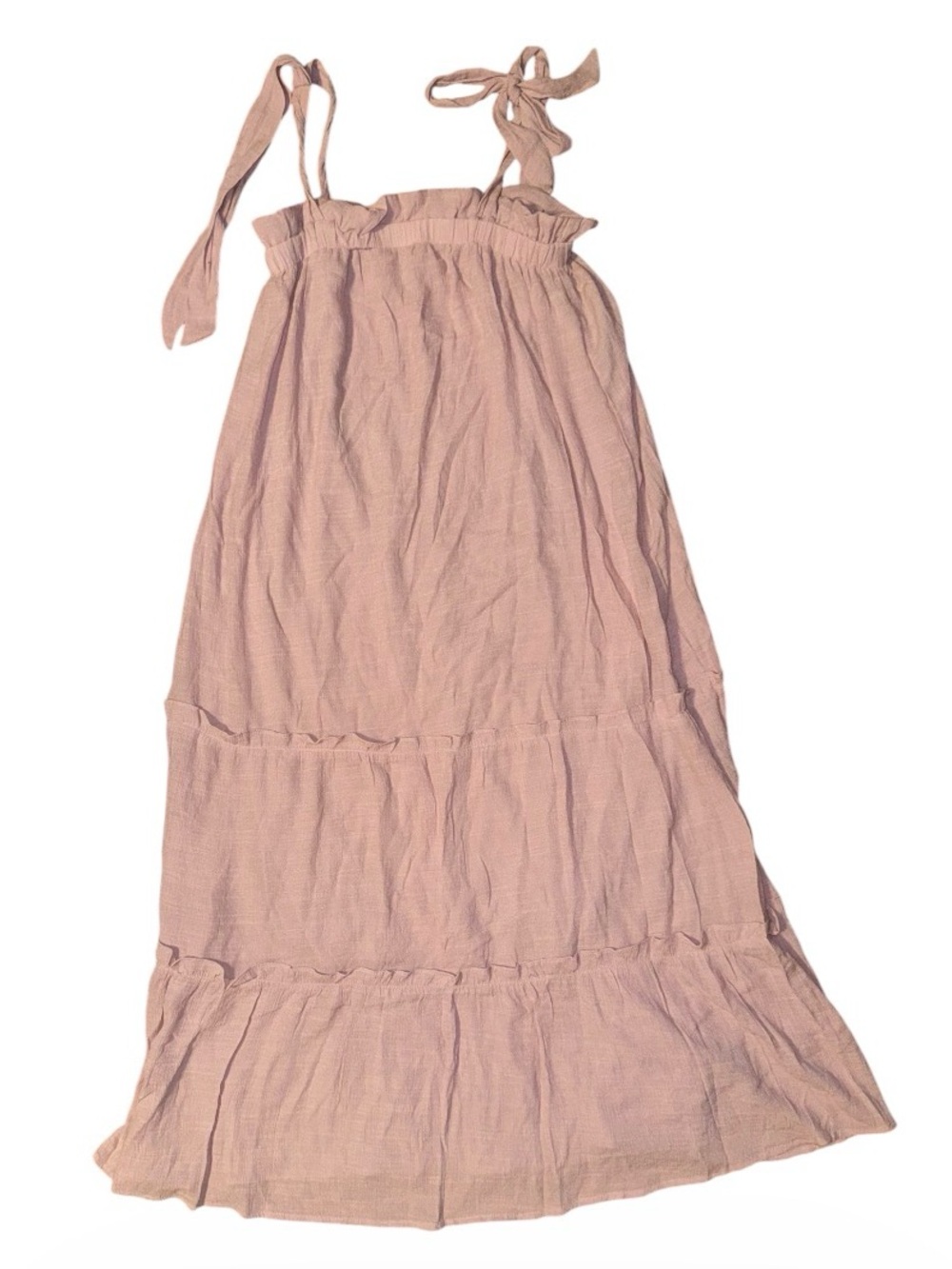 Blu Pepper Pink Rose Smocked Ruffle Tie Strap Midi Dress Women’s